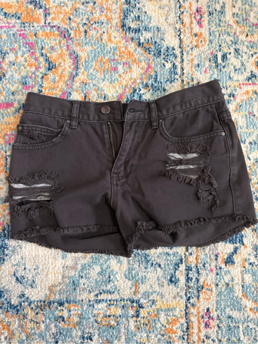 Billabong Black Distressed Jean Shorts